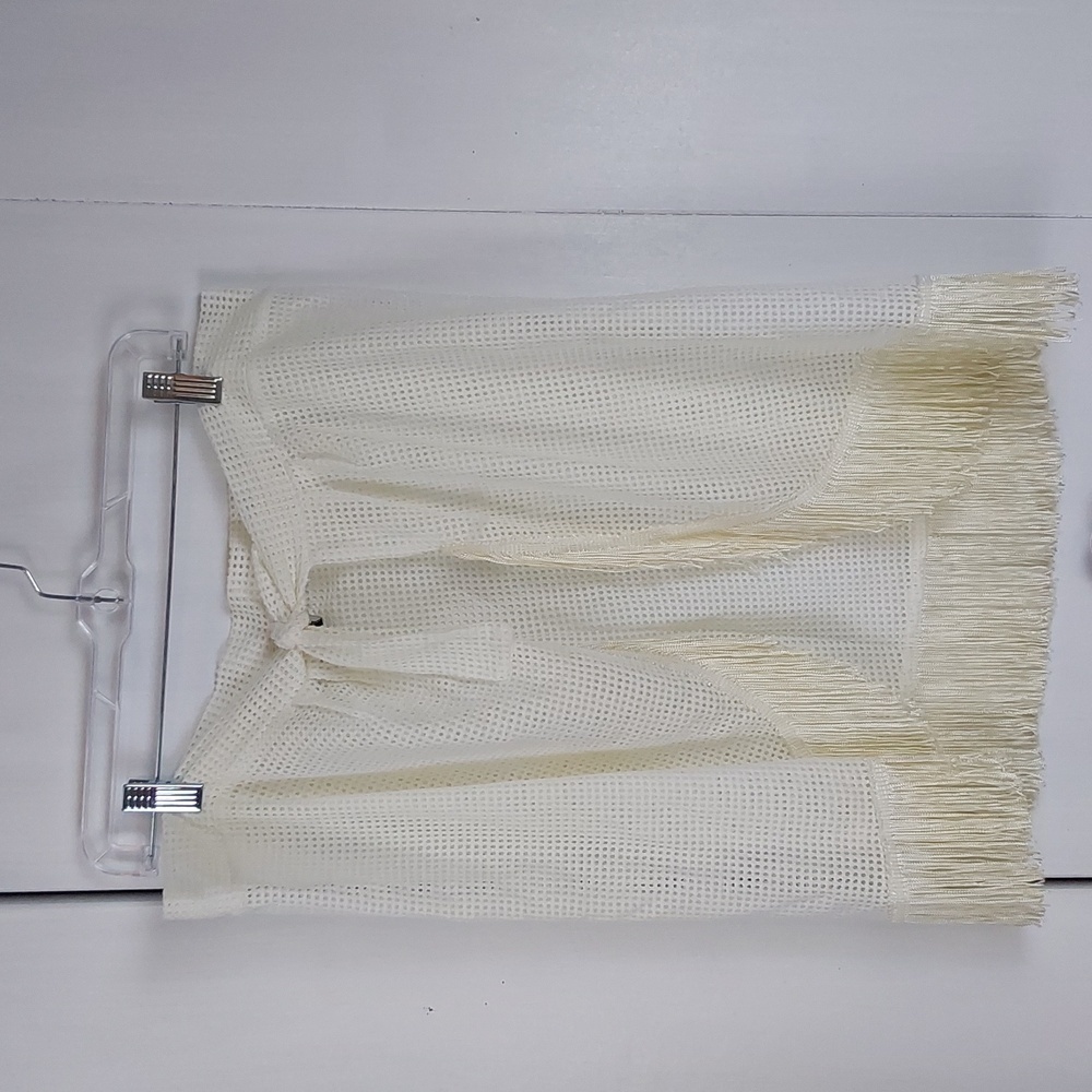 Undercover Beachwear |Womens Cream Mesh with Fringe, Tie Suit Cover Up Sz.XL